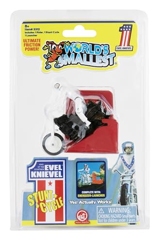 World's Smallest Evel Knievel Miniature Classic Wind Up Toy | Features Rider, Stunt Cycle, and Energizer Launcher | Action Figure | for Ages 8 and up