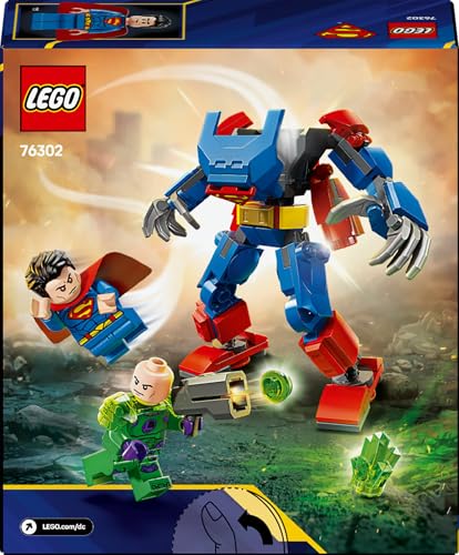 LEGO DC Superman Mech vs. Lex Luthor, Super Heroes Toy with 2 Minifigures, a Stud Shooter & Kryptonite - Buildable Figure Set - Gift 6 Plus Year Old Boys & Girls 76302