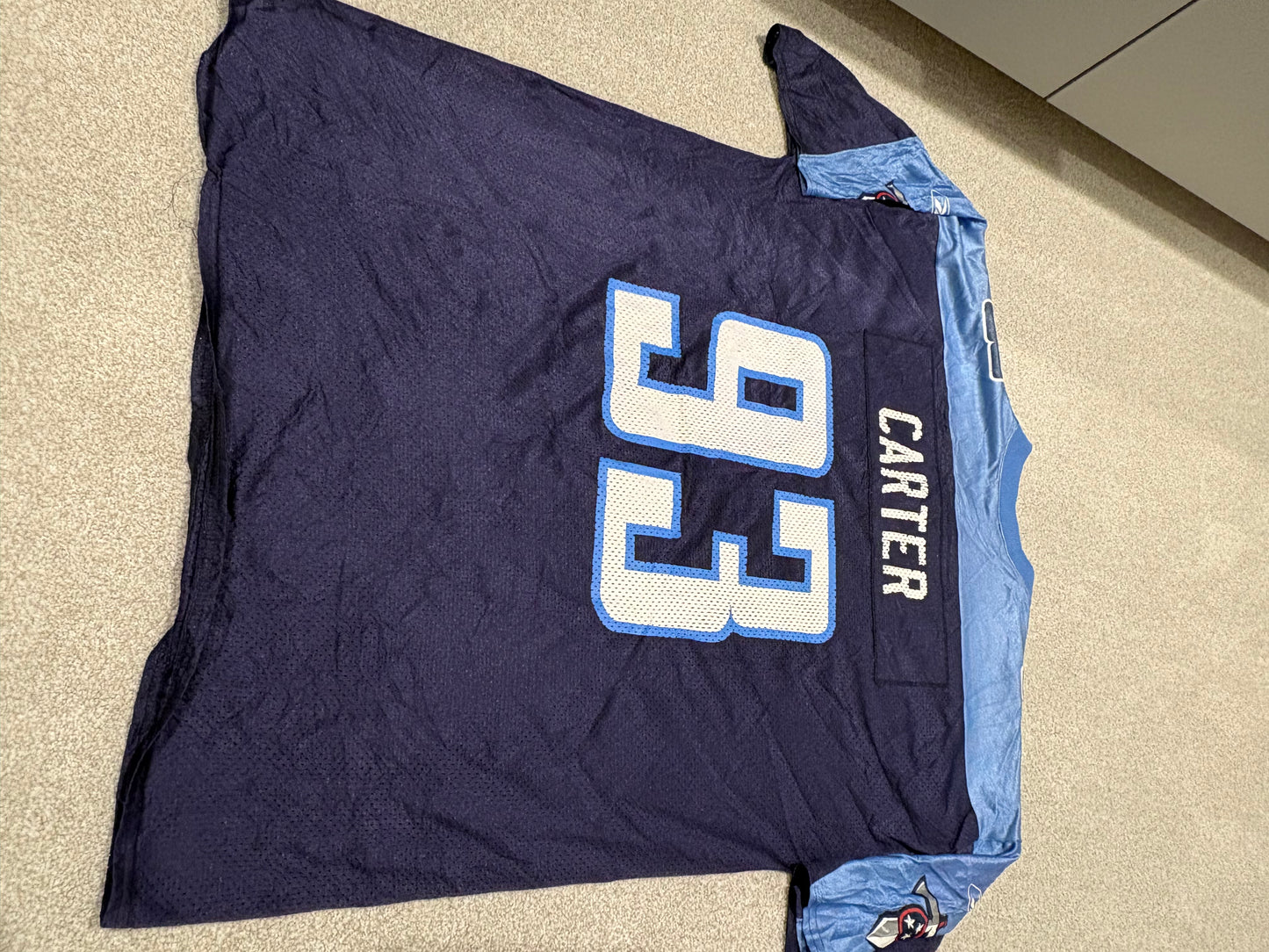 Tennessee Titans Jersey Mens 2XL Navy Blue NFL Football Kevin Carter 93 Reebok