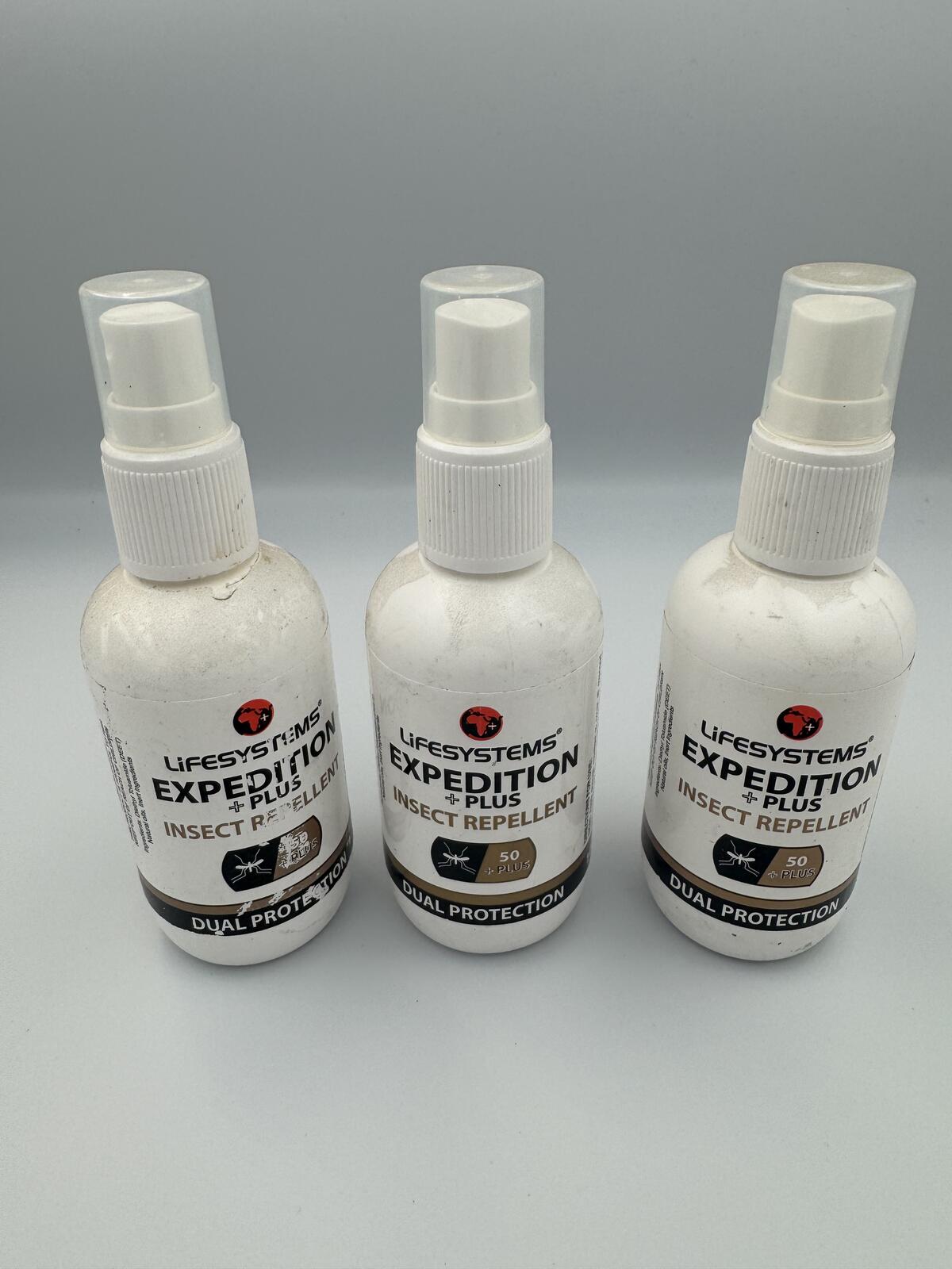 3 Bottles of Lifesystems Expedition Plus 50+ Insect Repellent Spray