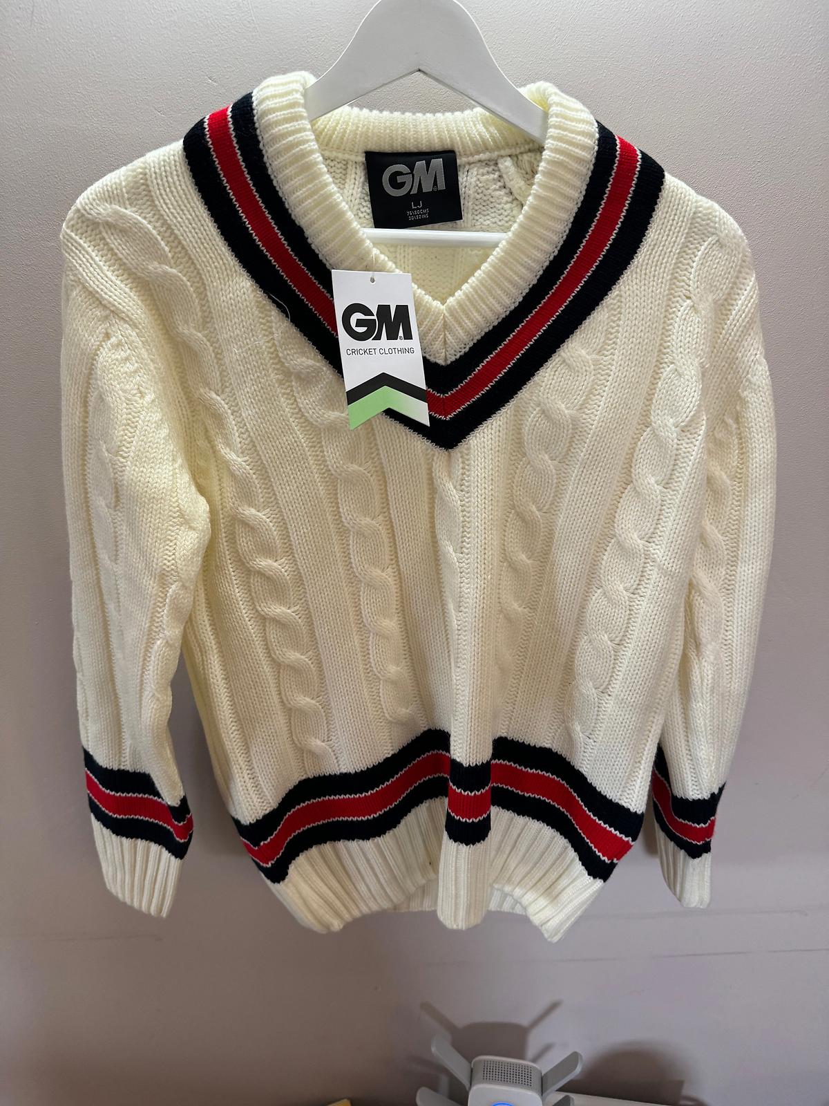 GM Gunn Moore Cricket Sweater Navy/Red Junior Small