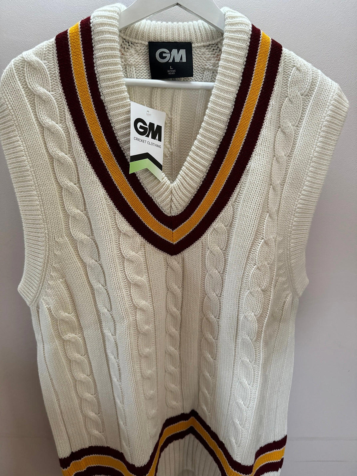GM Gunn Moore Cricket Sweater Slipover Maroon/Amber Junior Small