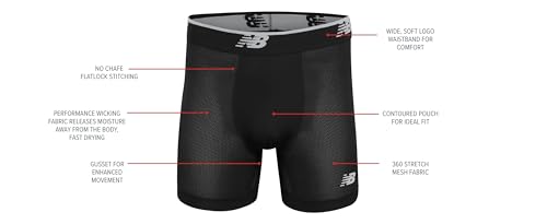 New Balance Men's Mesh 5" No Fly Boxer Brief (4 Pack) Boxer Briefs (pack of 4)