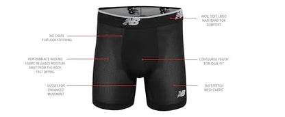 New Balance Men's Mesh 5" No Fly Boxer Brief (4 Pack) Boxer Briefs (pack of 4)