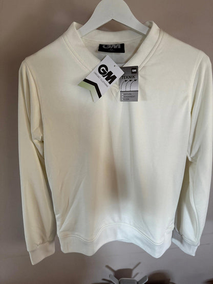 GM Gunn & Moore Cricket Sweater Long Sleeve Teknik Cream Small Junior