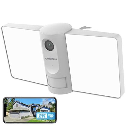 Link2Home 2K 4MP Security Floodlight Camera, Wireless WiFi Wired Camera with Color Night Vision