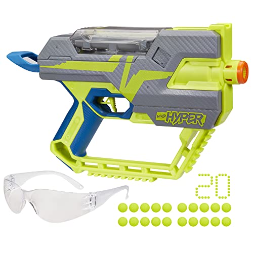 Nerf Hyper Fuel-20 Blaster, 20 Nerf Hyper Rounds, Up to 110 FPS Velocity, Hopper Fed, 20-Round Capacity, Easy Reload, Eyewear Included