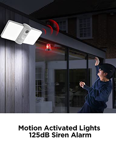 Link2Home 2K 4MP Security Floodlight Camera, Wireless WiFi Wired Camera with Color Night Vision