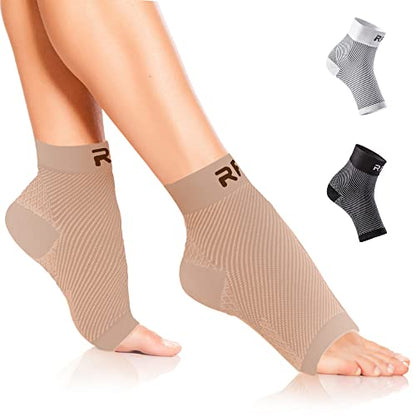 Run Forever Sports Plantar Fasciitis Foot Compression Sleeves (Pair) - Lightweight Ankle Brace