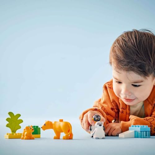 LEGO DUPLO Wild Animal Families: Penguins & Lions - Fine Motor Skills Toy for 2+ Year Old Girls & Boys - Toddler Learning Toy incl. 4 Animal Figures & Accessories - Gift Idea - 10442