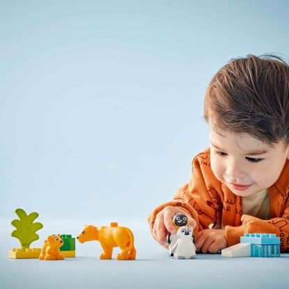 LEGO DUPLO Wild Animal Families: Penguins & Lions - Fine Motor Skills Toy for 2+ Year Old Girls & Boys - Toddler Learning Toy incl. 4 Animal Figures & Accessories - Gift Idea - 10442