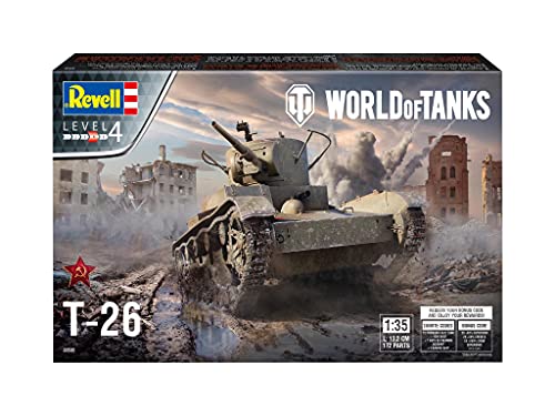 Revell 03505 T-26 World of Tanks 1:35 Scale Plastic model kit, Unvarnished