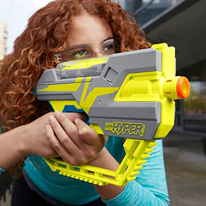 Nerf Hyper Fuel-20 Blaster, 20 Nerf Hyper Rounds, Up to 110 FPS Velocity, Hopper Fed, 20-Round Capacity, Easy Reload, Eyewear Included