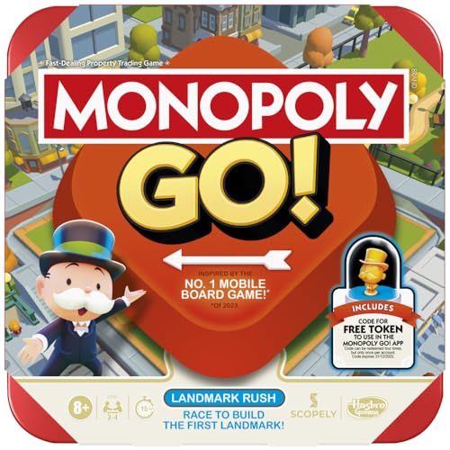 Hasbro Gaming Monopoly GO! Strategy Game for 8+ Year Old Kids, for 2-4 Players, Family Party Games for Children and Adults