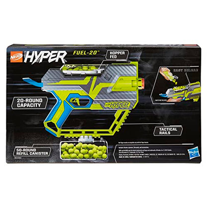 Nerf Hyper Fuel-20 Blaster, 20 Nerf Hyper Rounds, Up to 110 FPS Velocity, Hopper Fed, 20-Round Capacity, Easy Reload, Eyewear Included