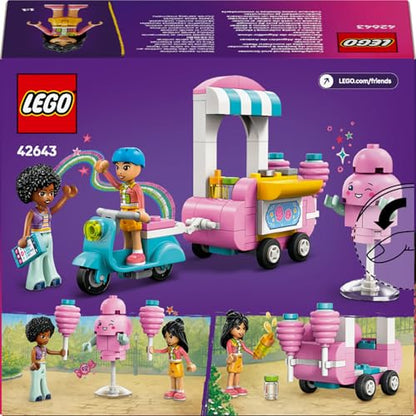 LEGO Friends Candyfloss Stand and Scooter Toy, Kids’ Creative Building Set with 2 Character Mini Dolls, Wheelable Food Cart and Accessories, Gift for 6 Plus Year Old Girls 42643