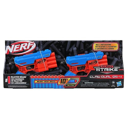 Nerf Alpha Strike Claw Blaster Set - Includes 2 Blasters and 10 Official Nerf Elite Darts - Each Blaster Fires 4 Darts in a Row