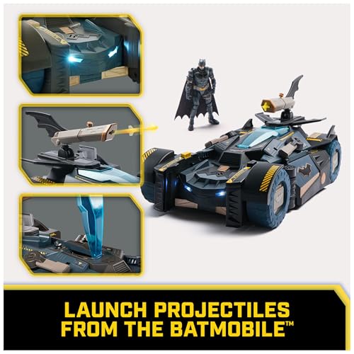 DC Batman, Ultimate Transforming Batmobile Playset, 2-in-1 Batman Playset with Exclusive Figure and Glider, Lights and Sounds, Kids Toys for Boys and Girls 4+