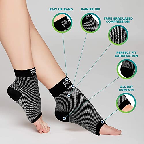 Run Forever Sports Plantar Fasciitis Foot Compression Sleeves (Pair) - Lightweight Ankle Brace