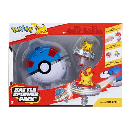 Pokémon Pikachu Battle Spinner Pack - Battle Spinner with Great Ball Spinner Launcher