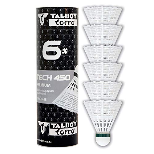 Talbot-Torro Badminton Shuttlecock Tech 450, 6 pieces, in Premium Nylon