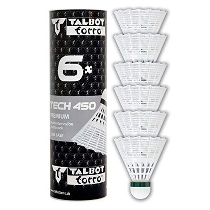 Talbot-Torro Badminton Shuttlecock Tech 450, 6 pieces, in Premium Nylon