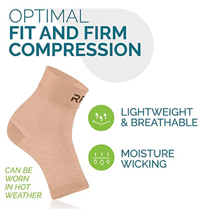Run Forever Sports Plantar Fasciitis Foot Compression Sleeves (Pair) - Lightweight Ankle Brace