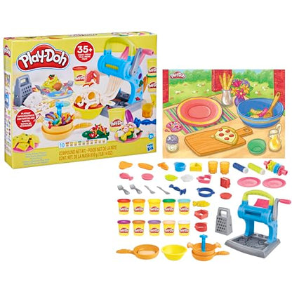 Play-Doh Pasta Dinner Playset, Kitchen Toy with 35+ Accessories, Ages 3+, Includes Pasta Maker, Play Mat & 10 Colors of Play-Doh