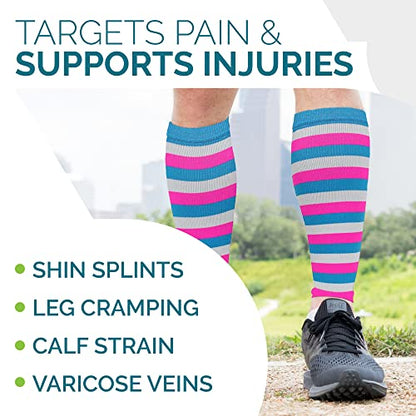 Calf Compression Sleeve - Leg Compression Socks for Shin Splint, & Calf Pain Relief - Men, Women, and Runners - Calf Guard for Running, Cycling, Maternity, Travel, Nurses