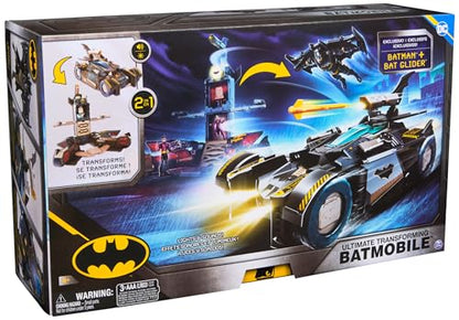 DC Batman, Ultimate Transforming Batmobile Playset, 2-in-1 Batman Playset with Exclusive Figure and Glider, Lights and Sounds, Kids Toys for Boys and Girls 4+