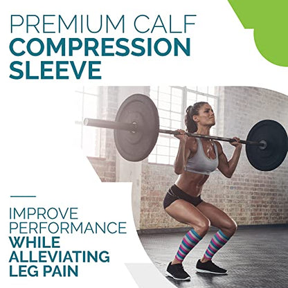 Calf Compression Sleeve - Leg Compression Socks for Shin Splint, & Calf Pain Relief - Men, Women, and Runners - Calf Guard for Running, Cycling, Maternity, Travel, Nurses