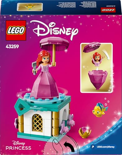 LEGO ǀ Disney Princess Twirling Ariel - Spinning Toy with a Mini Doll & Flounder Figure plus Accessories incl. a Diamond & Key - Gift for 5+ Year Old Girls - 43259