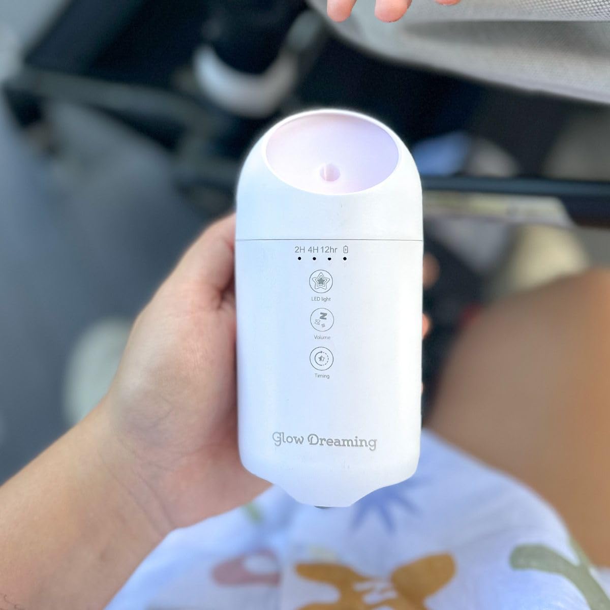 Glow Dreaming Sleep Machine - Pink Noise, Red LED, Essential Oil Nebuliser, Portable, Rechargeable - Baby, Toddler, Kid