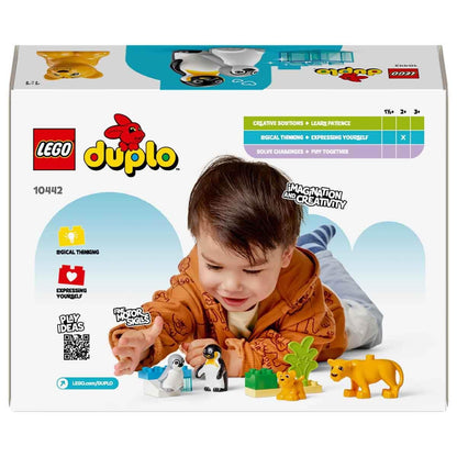 LEGO DUPLO Wild Animal Families: Penguins & Lions - Fine Motor Skills Toy for 2+ Year Old Girls & Boys - Toddler Learning Toy incl. 4 Animal Figures & Accessories - Gift Idea - 10442