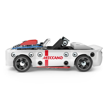 Meccano Engineering & Robotics Race Car Building Kit, STEM Construction Set with Metal Parts, Working Jack and Tools Included, Ages 8+, Level 2, Model 18207