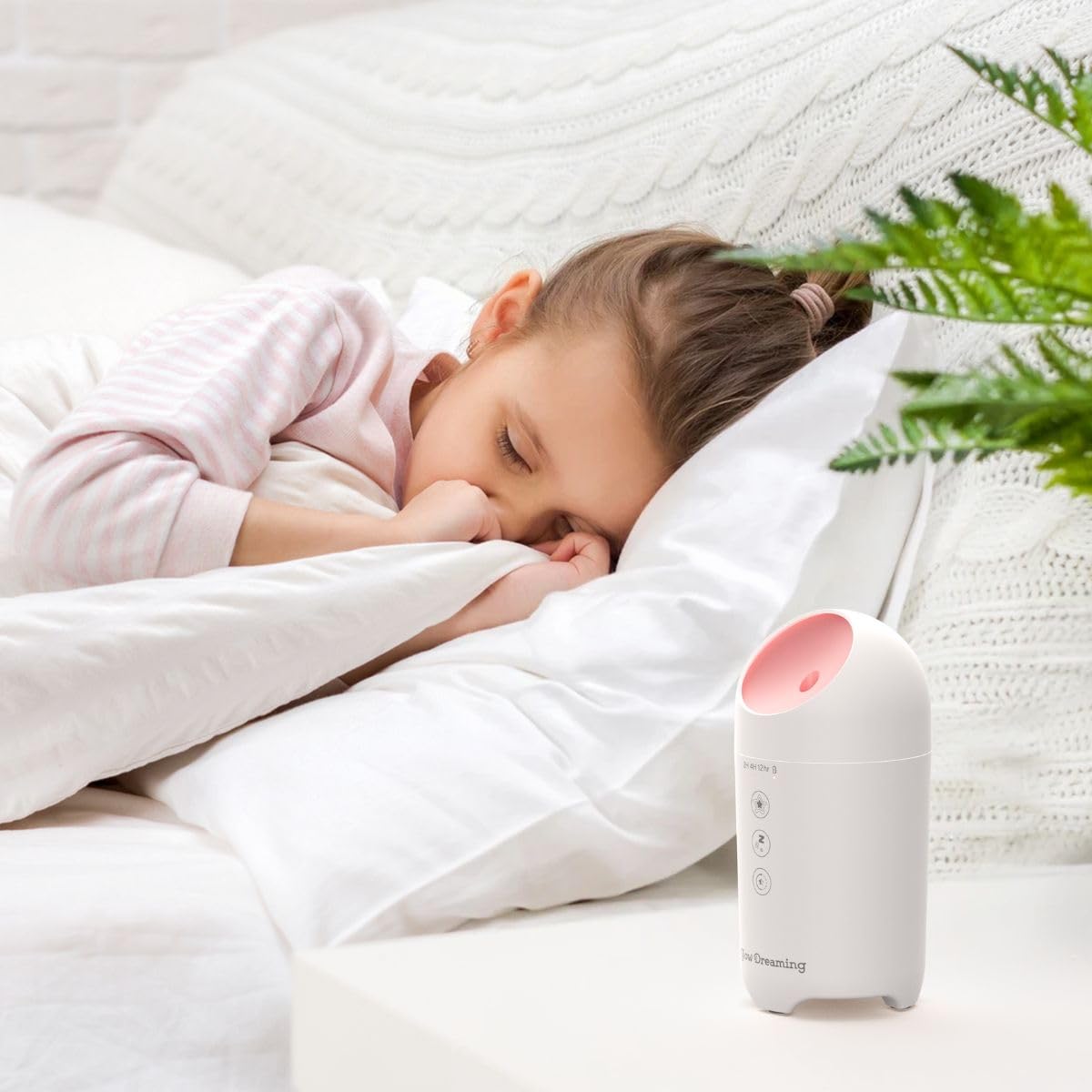 Glow Dreaming Sleep Machine - Pink Noise, Red LED, Essential Oil Nebuliser, Portable, Rechargeable - Baby, Toddler, Kid
