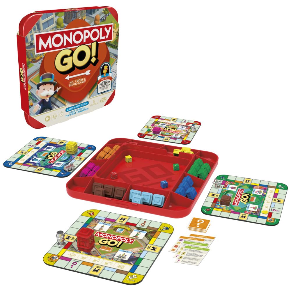 Hasbro Gaming Monopoly GO! Strategy Game for 8+ Year Old Kids, for 2-4 Players, Family Party Games for Children and Adults