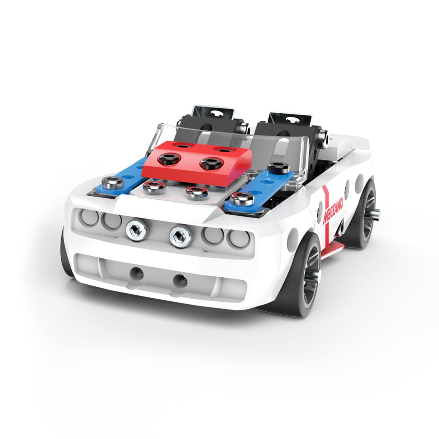 Meccano Engineering & Robotics Race Car Building Kit, STEM Construction Set with Metal Parts, Working Jack and Tools Included, Ages 8+, Level 2, Model 18207