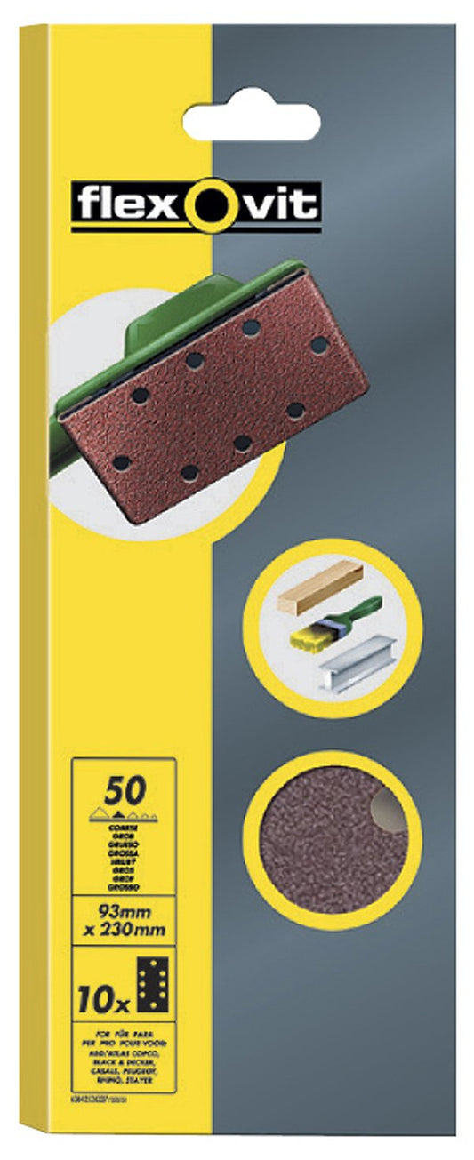 Flexovit Orbital Sander Sheets 120g Pack 6 93x185