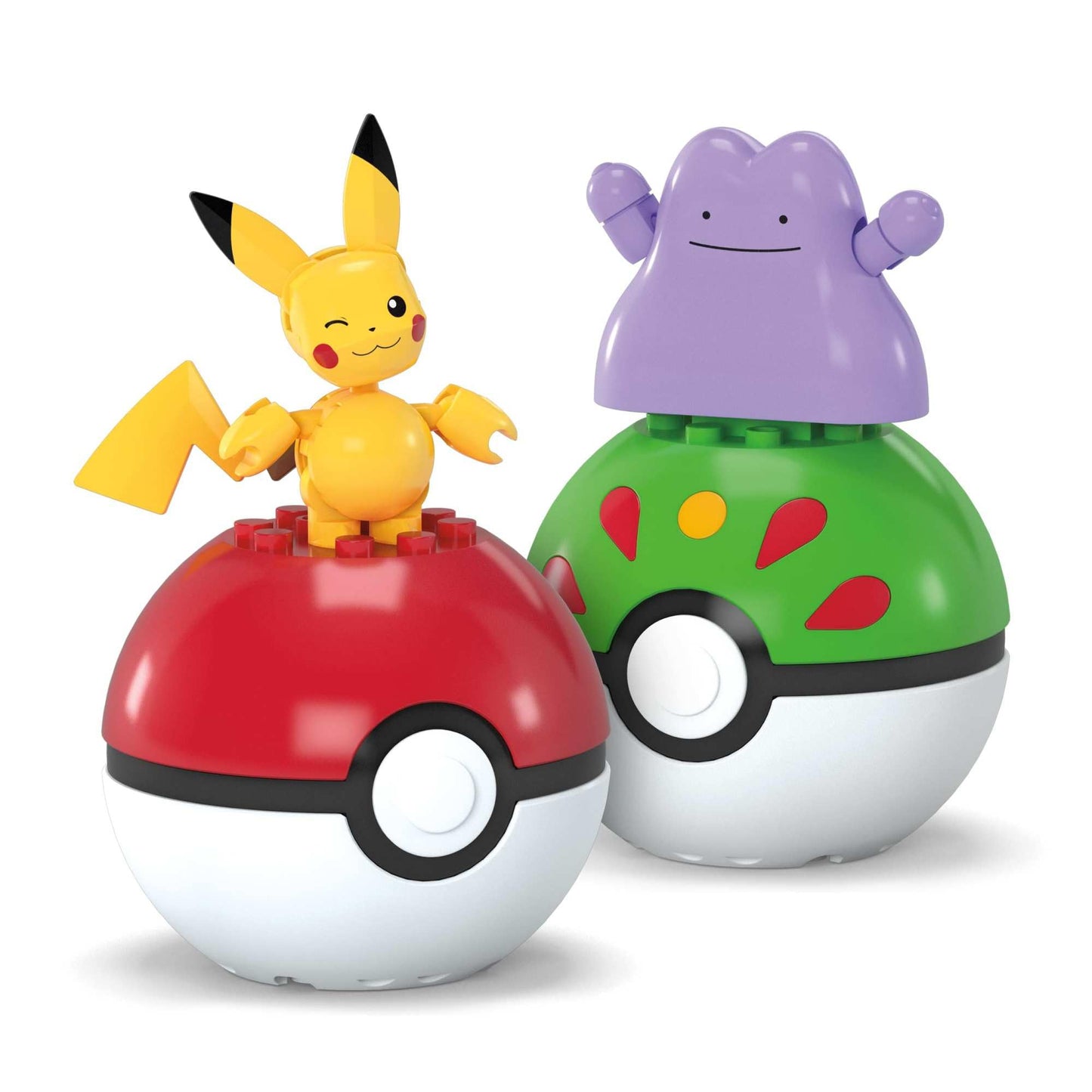 MEGA Pokémon Action Figure Building Toys Set, Poké Ball 2-Pack, Pikachu and Ditto with 42 Pieces, for Kids, JCT43
