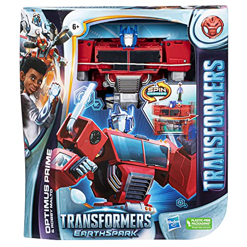 Transformers Spielzeug EarthSpark Spin Changer Bumblebee Action-Figur (20 cm) mit Mo Malto Figur (5 cm), ab 6 Jahren