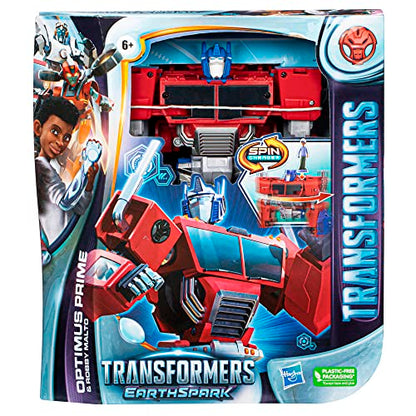 Transformers Spielzeug EarthSpark Spin Changer Bumblebee Action-Figur (20 cm) mit Mo Malto Figur (5 cm), ab 6 Jahren