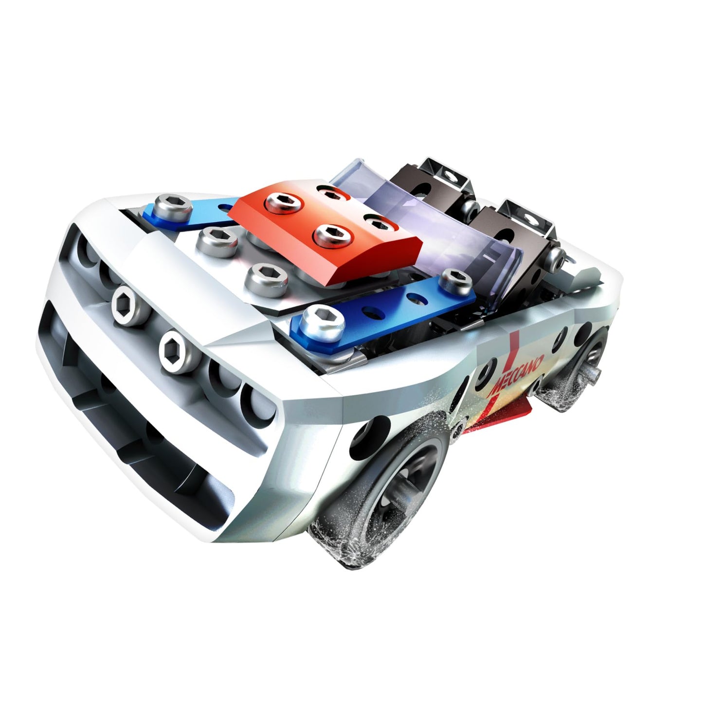 Meccano Engineering & Robotics Race Car Building Kit, STEM Construction Set with Metal Parts, Working Jack and Tools Included, Ages 8+, Level 2, Model 18207