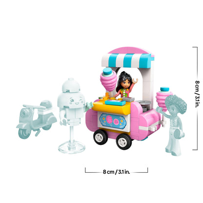 LEGO Friends Candyfloss Stand and Scooter Toy, Kids’ Creative Building Set with 2 Character Mini Dolls, Wheelable Food Cart and Accessories, Gift for 6 Plus Year Old Girls 42643