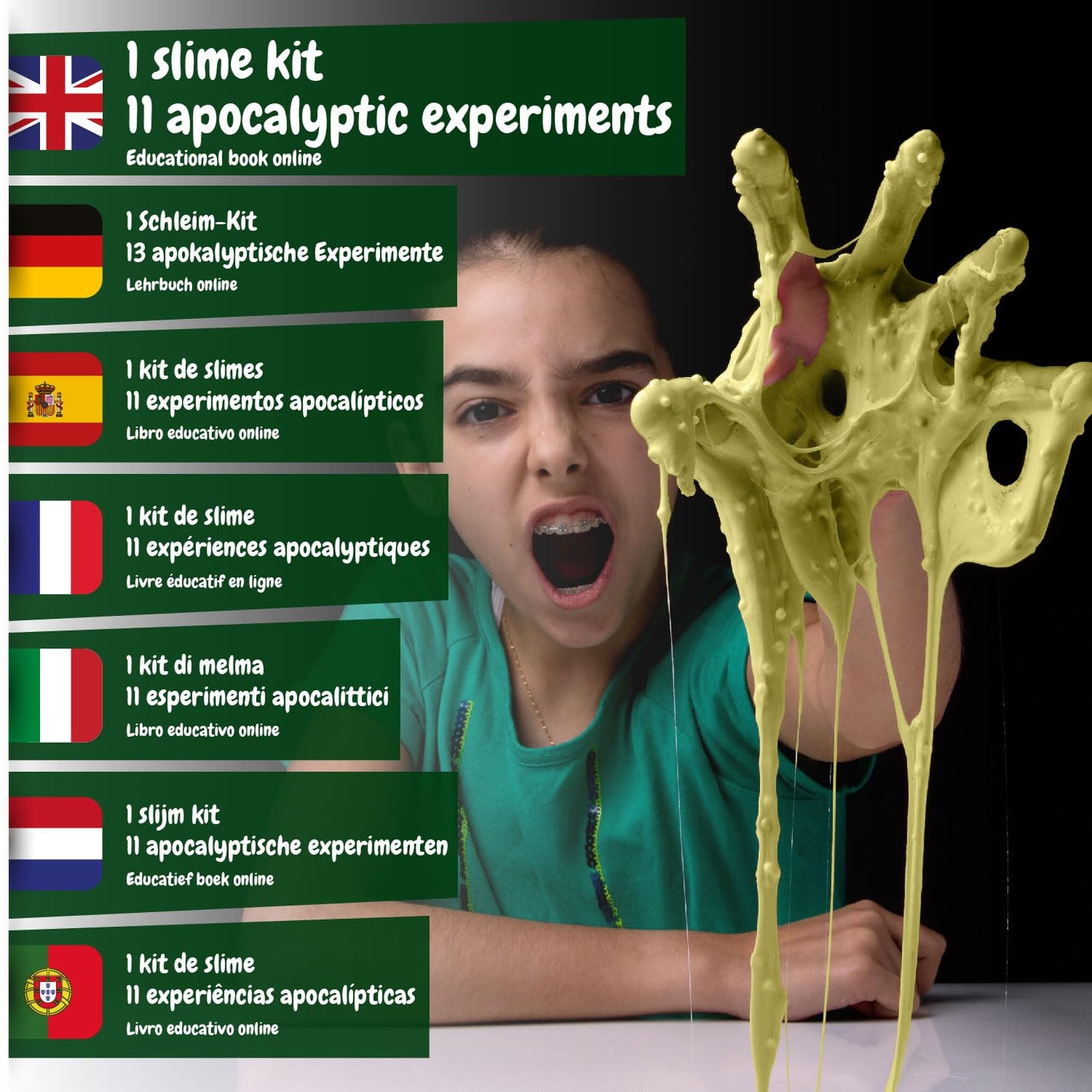 Science4you Apocalypse Slime Set for Kids - Slime Kits for Girls and Boys + Zombie Slime Charms, Putty for Kids, Butter Slime, Fluffy Slime, Crafts, Games, Toys, Gifts for 8+ Year Olds Boys and Girls