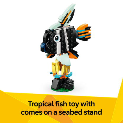 LEGO Creator 3in1 Wild Animals: Tropical Toucan with a Flower - Toy Animal Transforms into a Butterfly Figure or a Tropical Fish - Creative Gift for 7+ Year Old Girls & Boys - 31173