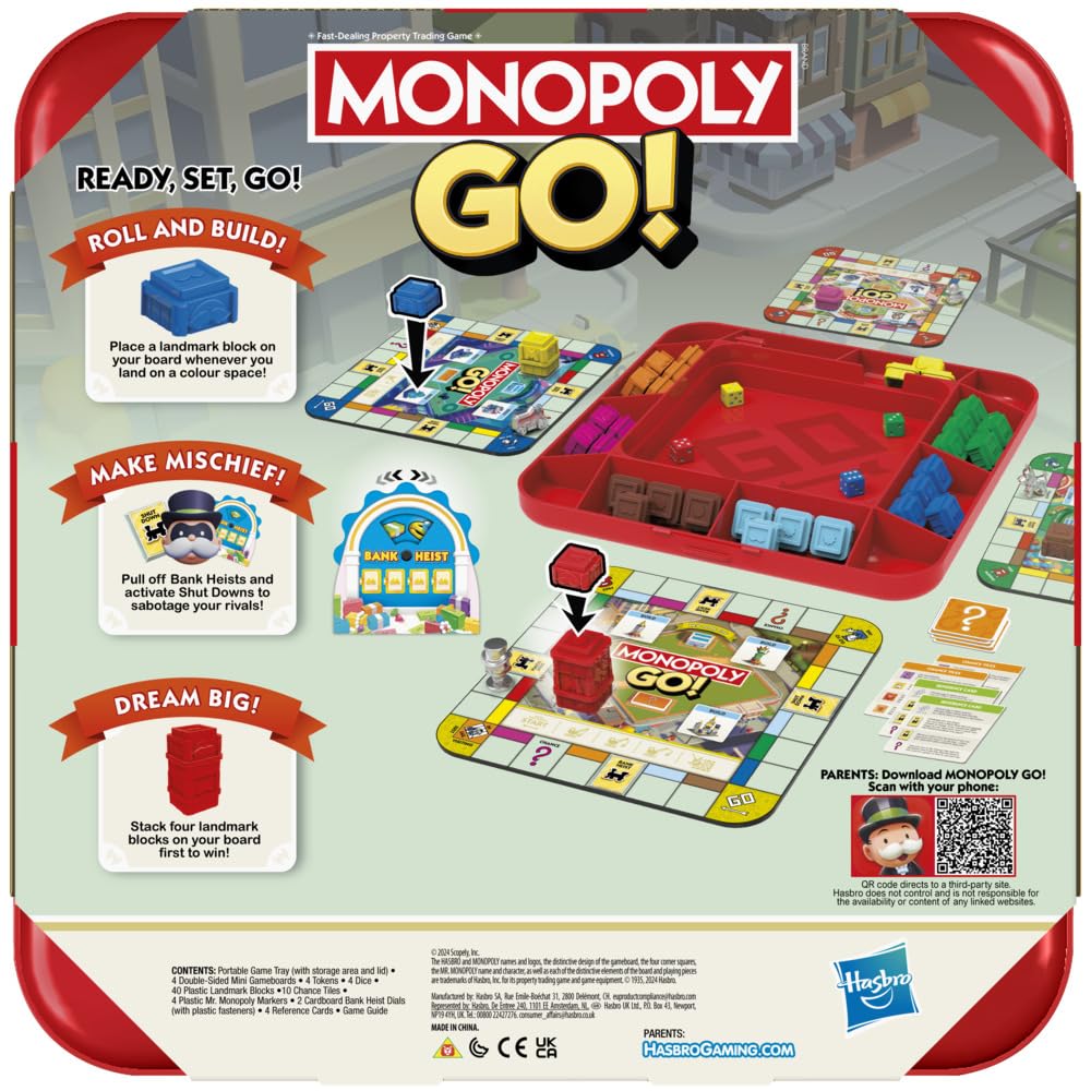 Hasbro Gaming Monopoly GO! Strategy Game for 8+ Year Old Kids, for 2-4 Players, Family Party Games for Children and Adults