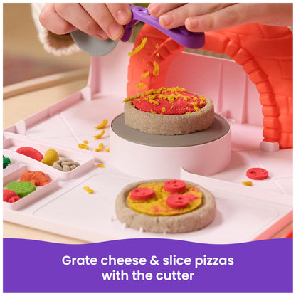 Kinetic Sand, SquishPizza Rising Pizza Playset with 452g Play Sand and 5 Tools, Kids’ Toys for Girls and Boys Aged 5 and up