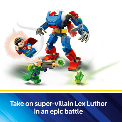 LEGO DC Superman Mech vs. Lex Luthor, Super Heroes Toy with 2 Minifigures, a Stud Shooter & Kryptonite - Buildable Figure Set - Gift 6 Plus Year Old Boys & Girls 76302