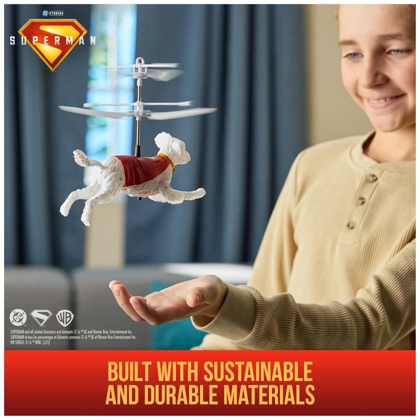 DC Comics, SUPERMAN Up in the Sky! Flying Krypto, RC Toys and Remote Control Toys for Kids, 19-cm Hovering Superdog, For Ages 4 and Up